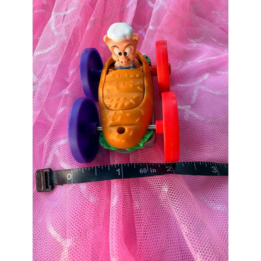 Vintage 1990 Warner Bros Looney Tunes Porky Pig Burger Taz Grill Flip Toy Car